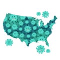 Coronavirus Covid-19 bacteria pattern in USA map Royalty Free Stock Photo